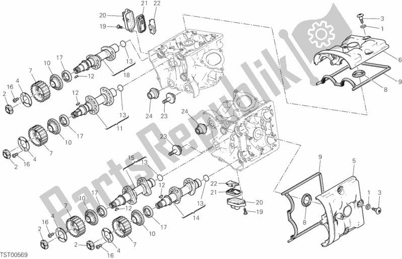 All parts for the Cylinder Head : Timing System of the Ducati Hypermotard 939 SP 2016